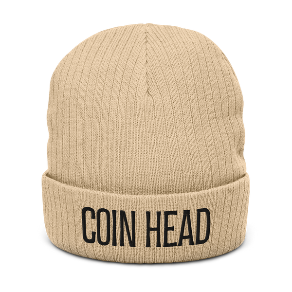 "Coin Head" Ribbed knit beanie
