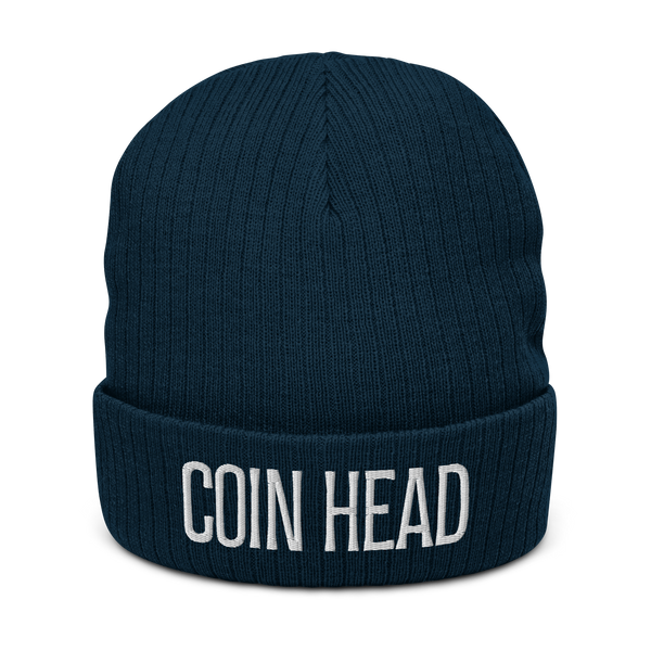 "Coin Head" Ribbed knit beanie
